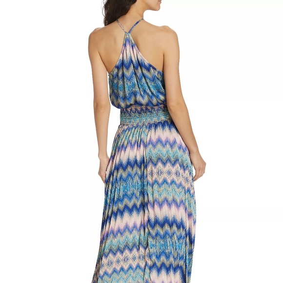 Ramy Brook Giana Chevron-Print Handkerchief Maxi Dress Size M - Picture 3 of 9